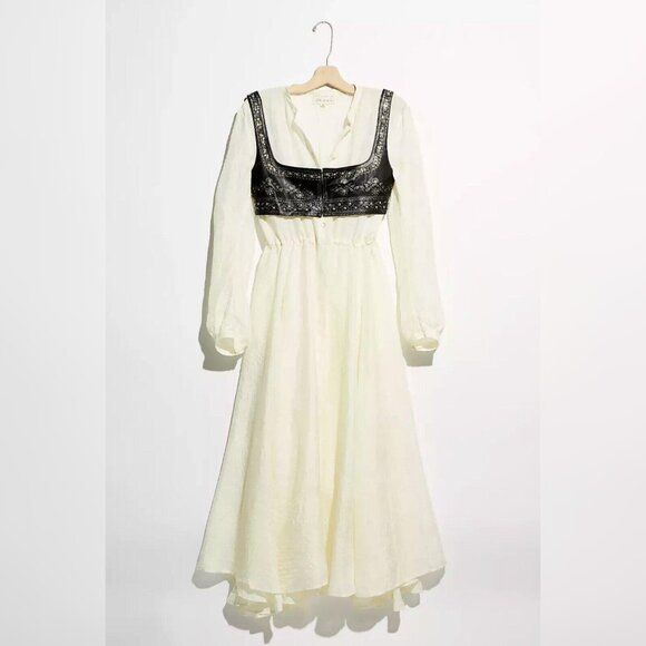 ISO Free People x Brenda Knight Leather Micro Vest Silk Midi Dress Set Size XS - Picture 2 of 3